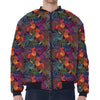 Rooster And Rowan Pattern Print Zip Sleeve Bomber Jacket