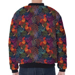 Rooster And Rowan Pattern Print Zip Sleeve Bomber Jacket