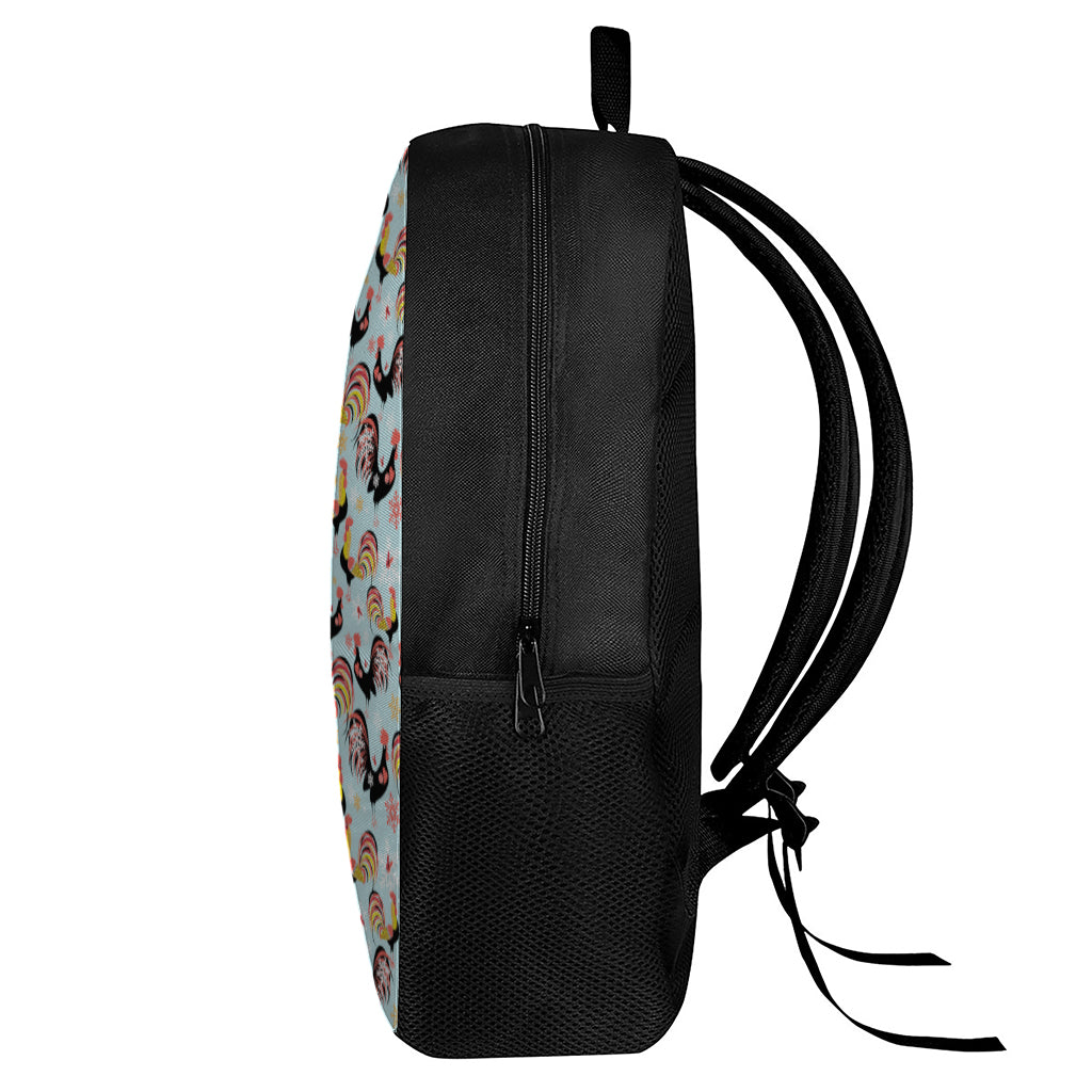Rooster And Snowflake Pattern Print 17 Inch Backpack