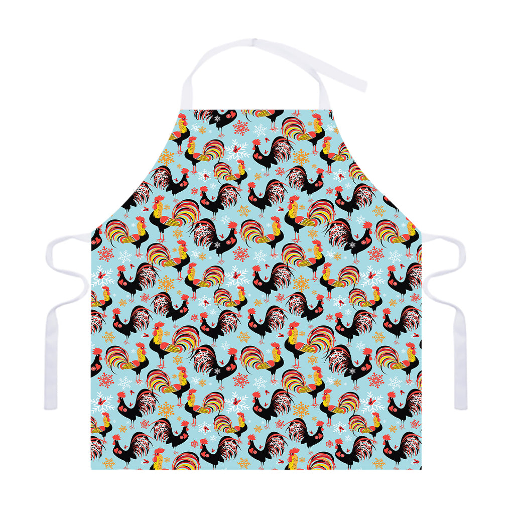 Rooster And Snowflake Pattern Print Adjustable Apron