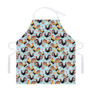 Rooster And Snowflake Pattern Print Adjustable Apron