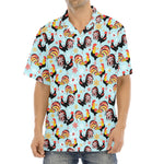 Rooster And Snowflake Pattern Print Aloha Shirt