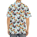 Rooster And Snowflake Pattern Print Aloha Shirt