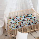 Rooster And Snowflake Pattern Print Baby Crib Sheet