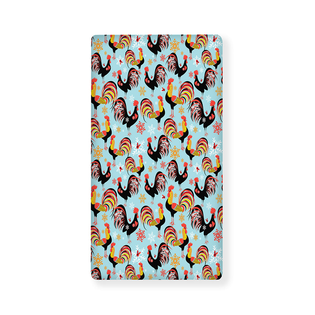Rooster And Snowflake Pattern Print Baby Crib Sheet