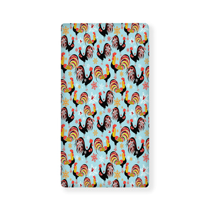 Rooster And Snowflake Pattern Print Baby Crib Sheet