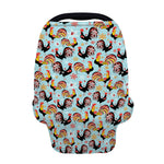 Rooster And Snowflake Pattern Print Baby Seat Cover