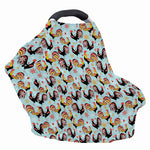 Rooster And Snowflake Pattern Print Baby Seat Cover