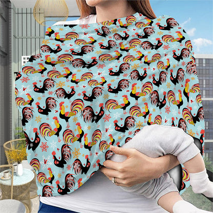 Rooster And Snowflake Pattern Print Baby Seat Cover