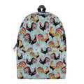 Rooster And Snowflake Pattern Print School Backpack