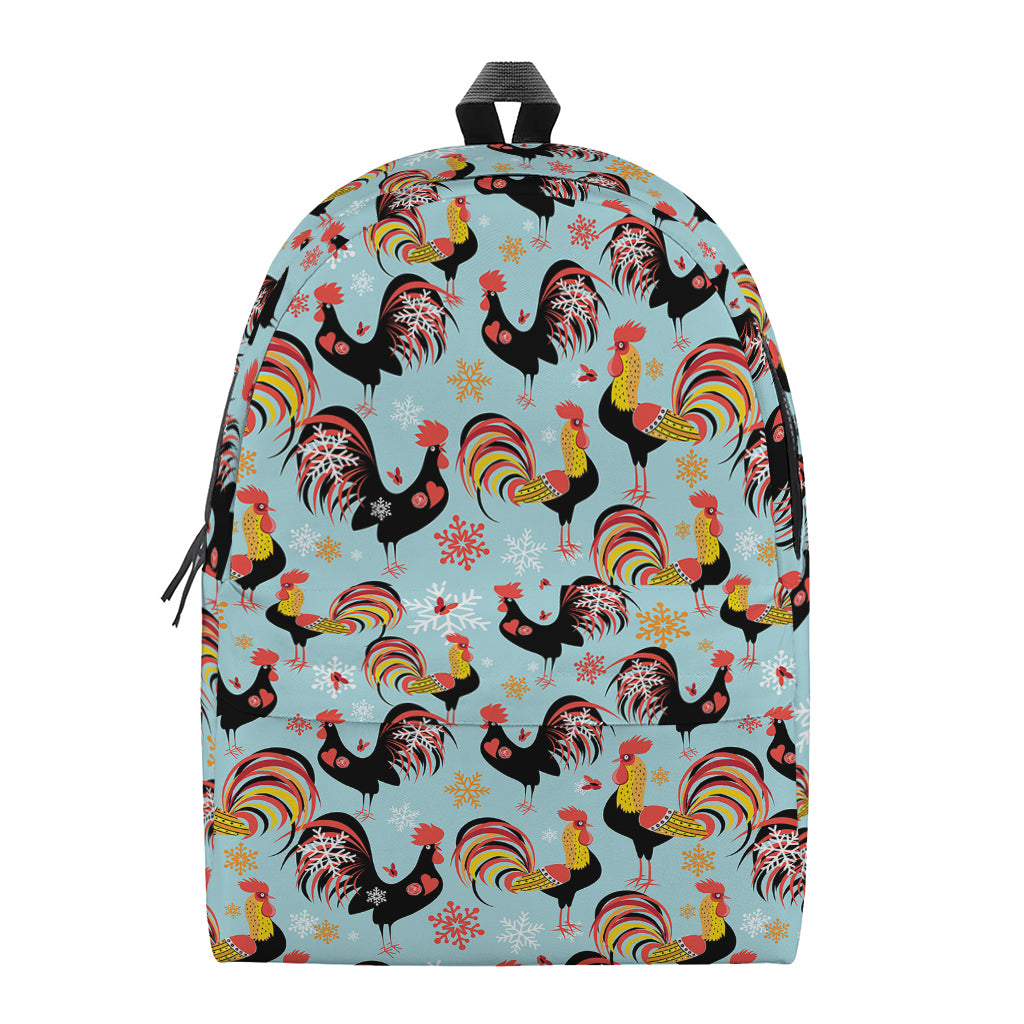 Rooster And Snowflake Pattern Print Backpack
