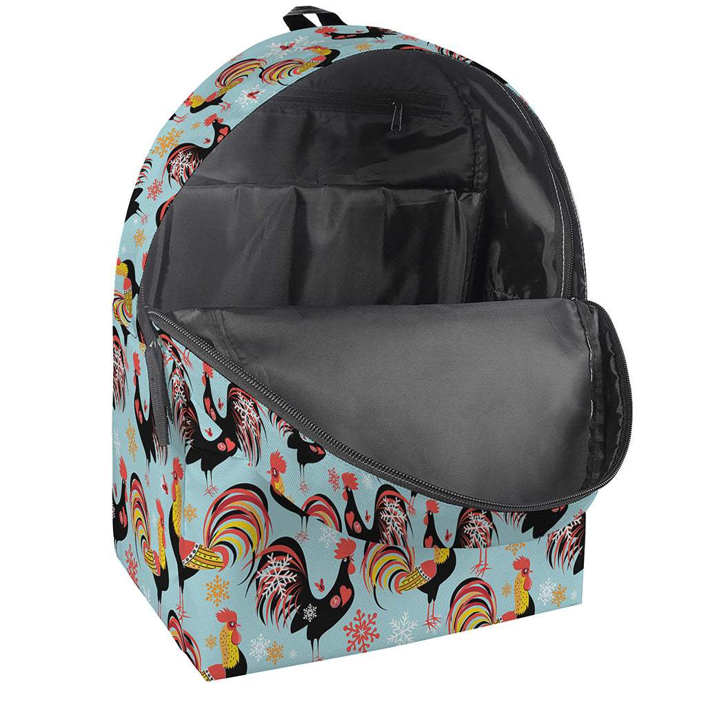 Rooster And Snowflake Pattern Print Backpack