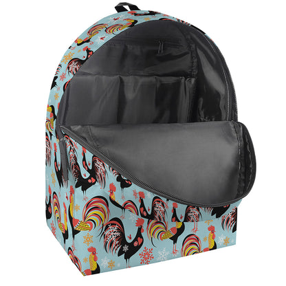 Rooster And Snowflake Pattern Print Backpack