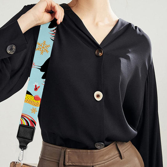 Rooster And Snowflake Pattern Print Bag Strap