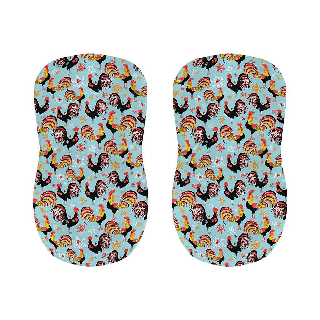 Rooster And Snowflake Pattern Print Bar Stool Covers