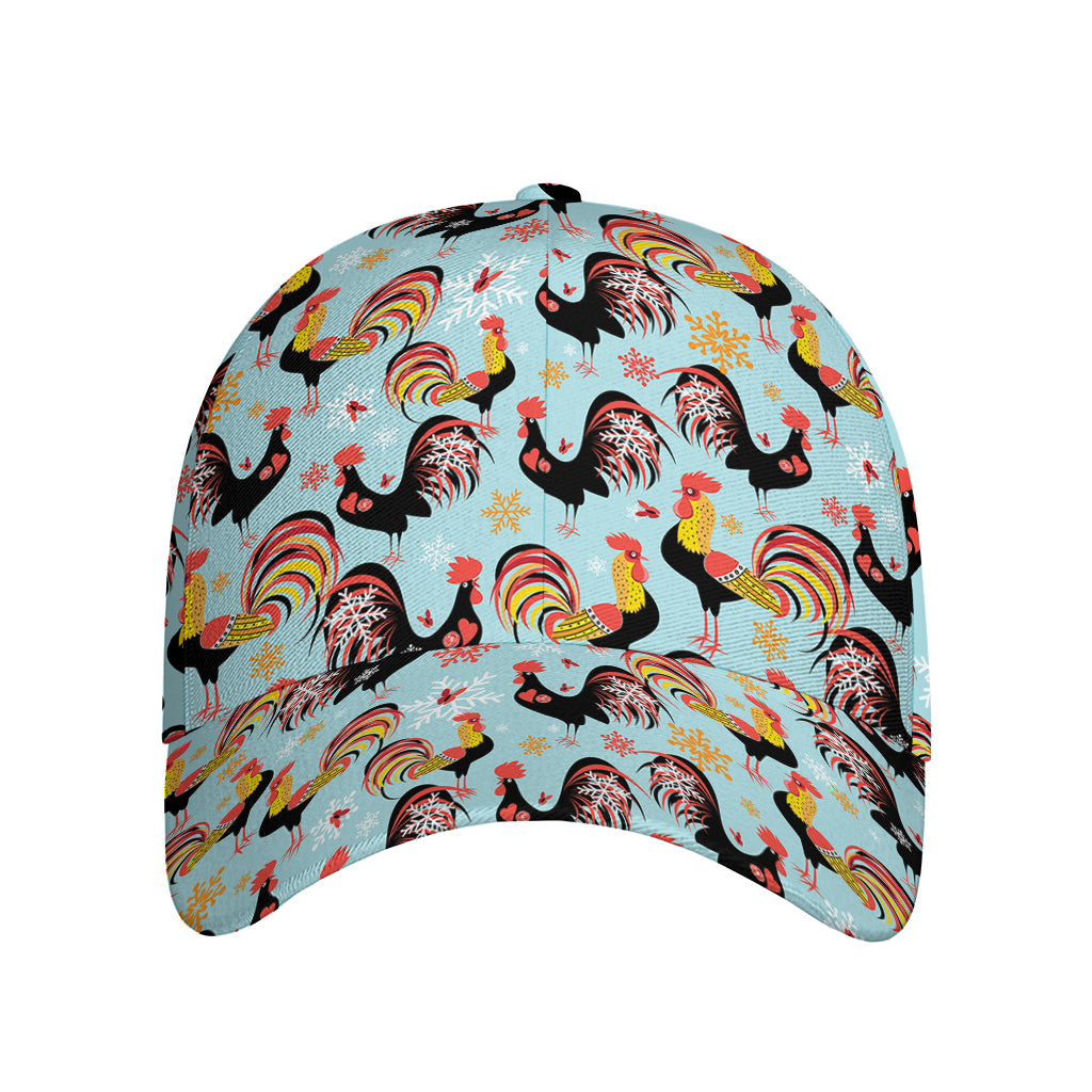 Rooster And Snowflake Pattern Print Baseball Cap