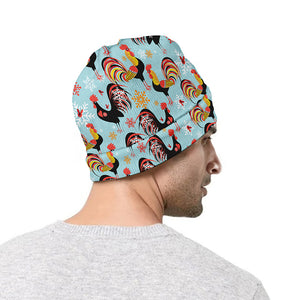 Rooster And Snowflake Pattern Print Beanie