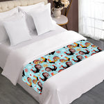 Rooster And Snowflake Pattern Print Bed Runner