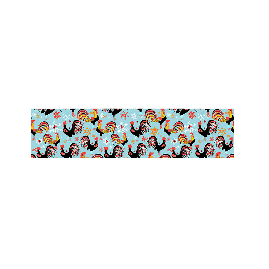 Rooster And Snowflake Pattern Print Bed Runner