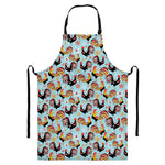 Rooster And Snowflake Pattern Print Bib Apron With Pocket