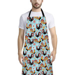 Rooster And Snowflake Pattern Print Bib Apron With Pocket