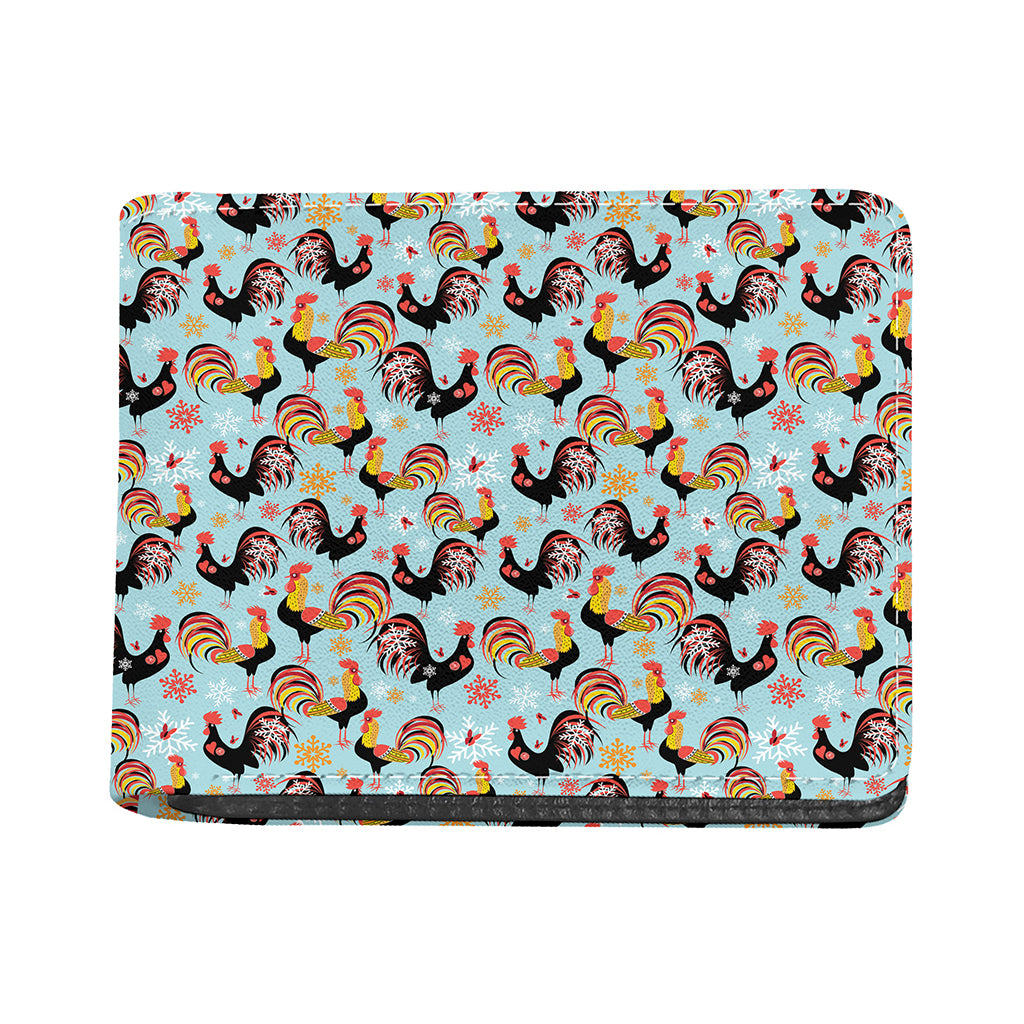 Rooster And Snowflake Pattern Print Bifold Wallet