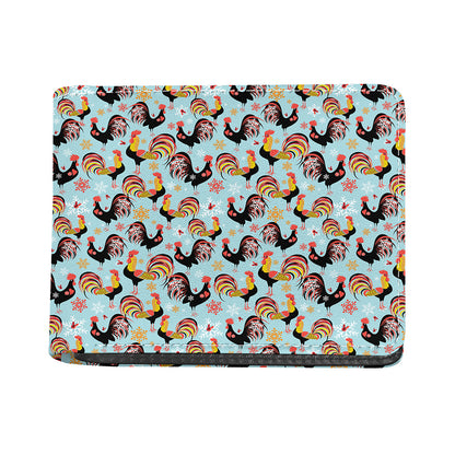 Rooster And Snowflake Pattern Print Bifold Wallet