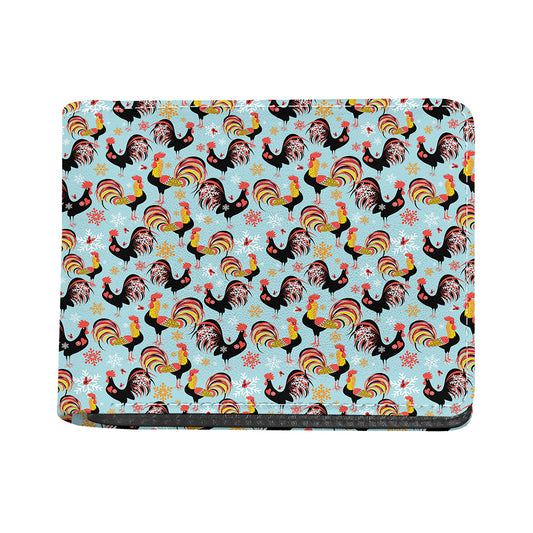 Rooster And Snowflake Pattern Print Bifold Wallet