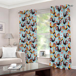 Rooster And Snowflake Pattern Print Blackout Grommet Curtains