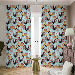 Rooster And Snowflake Pattern Print Blackout Pencil Pleat Curtains