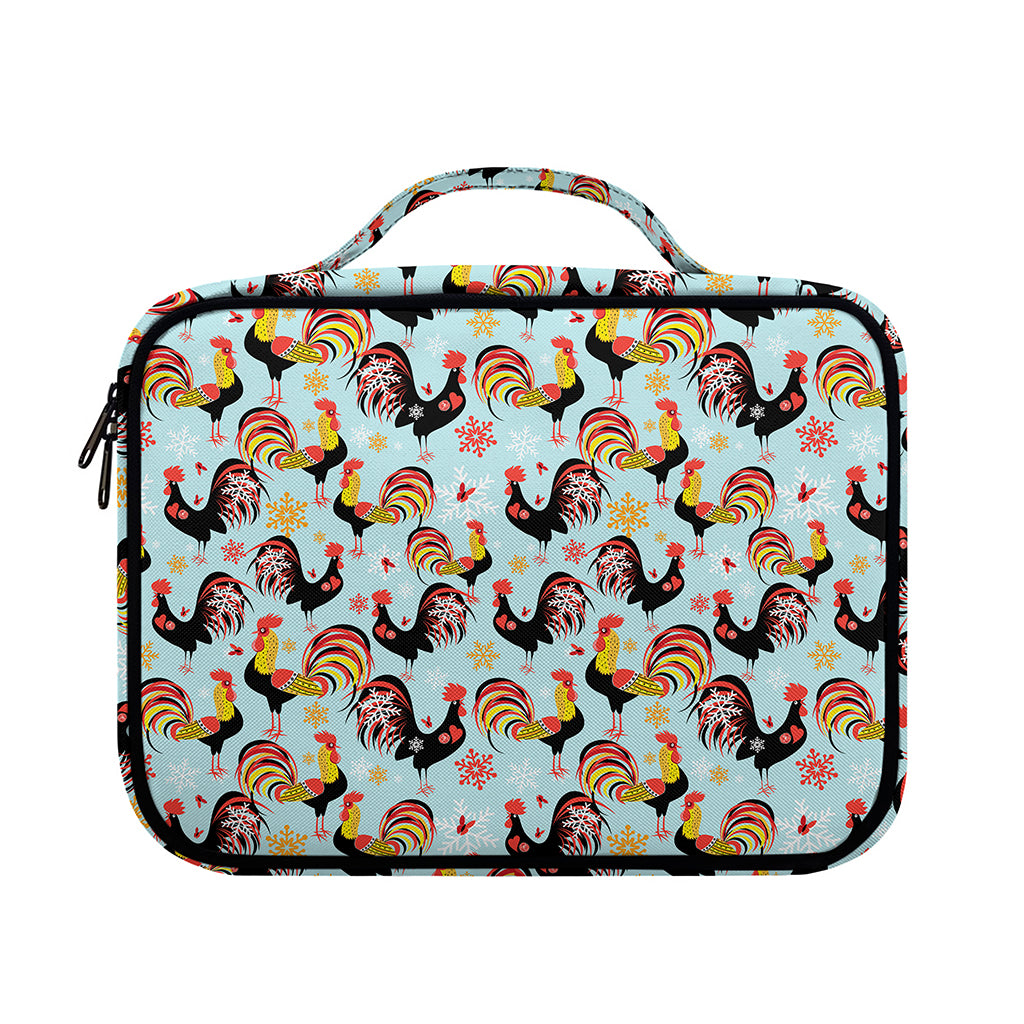 Rooster And Snowflake Pattern Print Briefcase Bible Bag