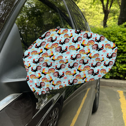 Rooster And Snowflake Pattern Print Car Side Mirror Covers