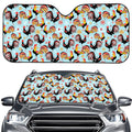 Rooster And Snowflake Pattern Print Car Windshield Sun Shade
