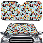 Rooster And Snowflake Pattern Print Car Windshield Sun Shade