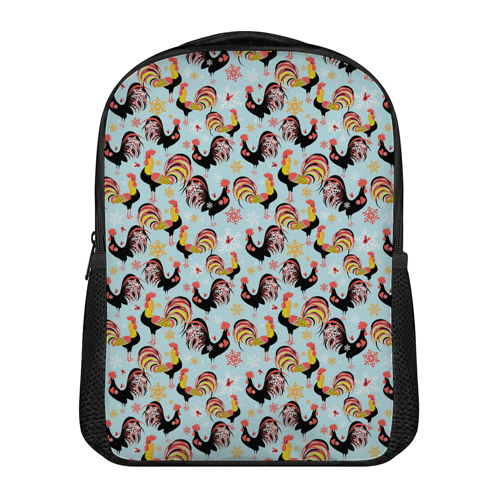 Rooster And Snowflake Pattern Print Casual Backpack