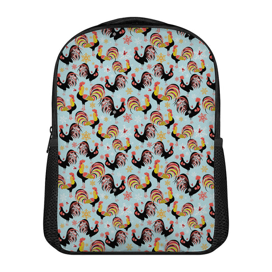 Rooster And Snowflake Pattern Print Casual Backpack