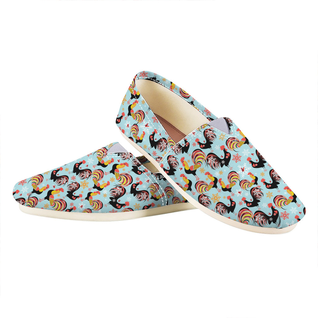 Rooster And Snowflake Pattern Print Casual Shoes