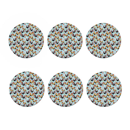 Rooster And Snowflake Pattern Print Coaster Set
