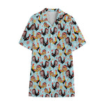 Rooster And Snowflake Pattern Print Cotton Hawaiian Shirt
