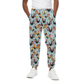 Rooster And Snowflake Pattern Print Cotton Sweatpants