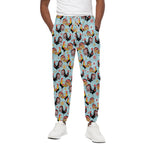Rooster And Snowflake Pattern Print Cotton Pants