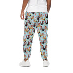 Rooster And Snowflake Pattern Print Cotton Pants