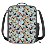 Rooster And Snowflake Pattern Print Crossbody Lunch Bag
