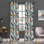 Rooster And Snowflake Pattern Print Curtain