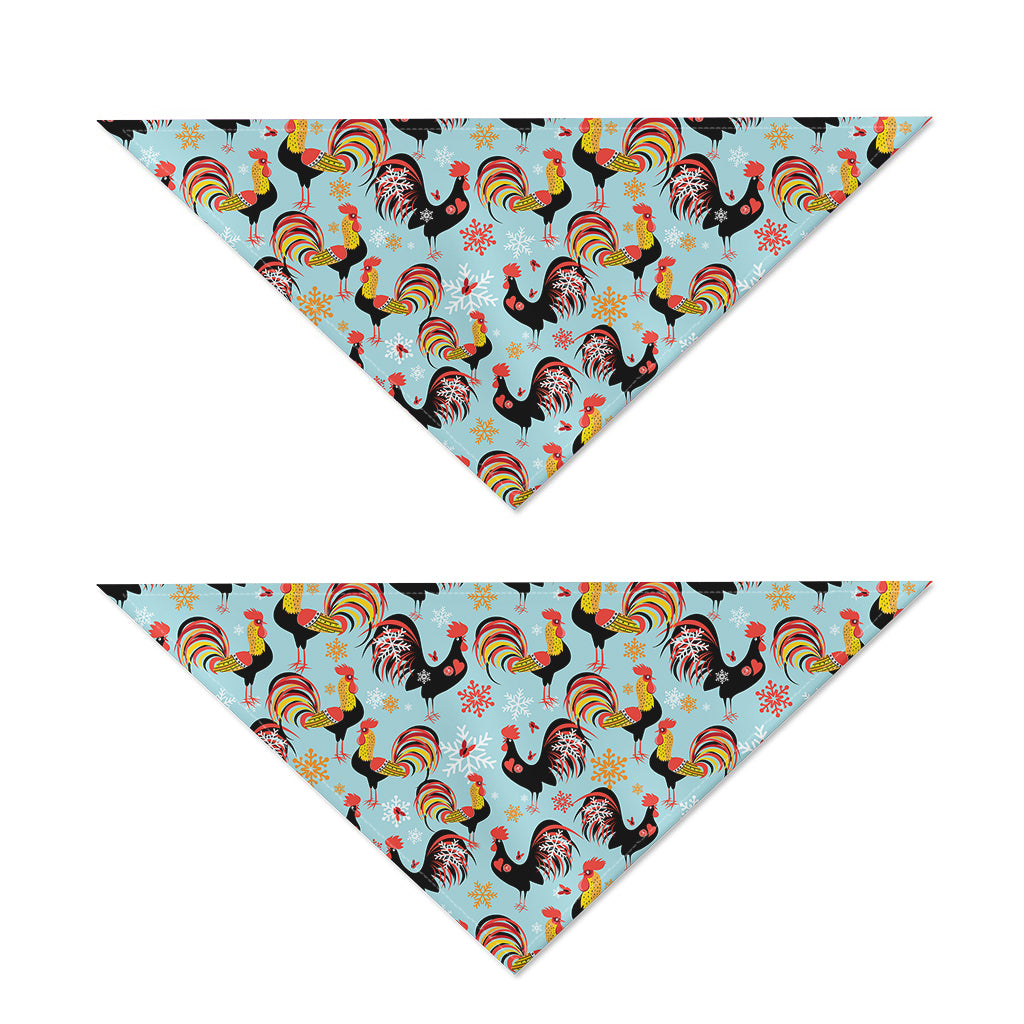 Rooster And Snowflake Pattern Print Dog Bandana