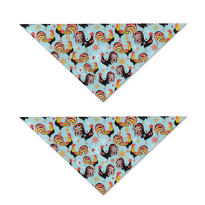 Rooster And Snowflake Pattern Print Dog Bandana