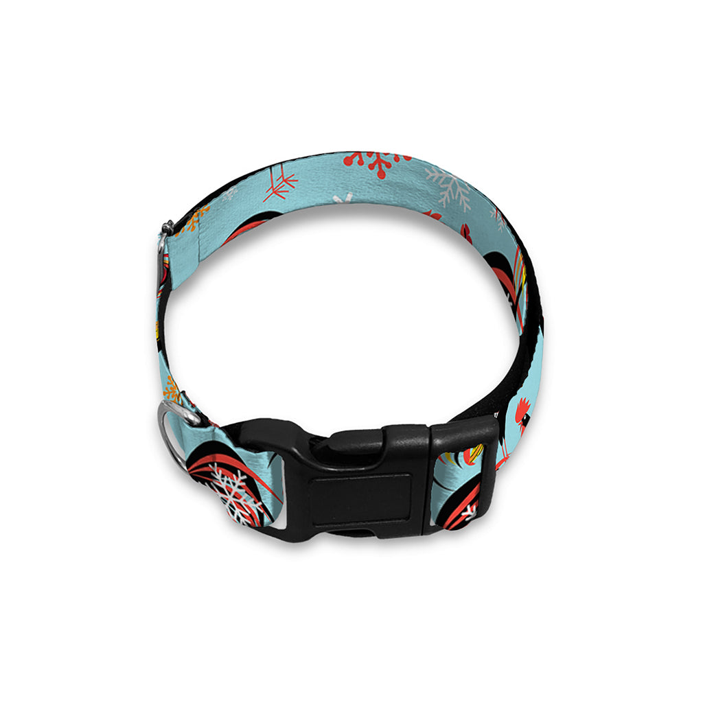 Rooster And Snowflake Pattern Print Dog Collar