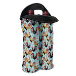Rooster And Snowflake Pattern Print Double Neoprene Wine Tote