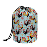 Rooster And Snowflake Pattern Print Drawstring Makeup Bag