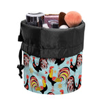 Rooster And Snowflake Pattern Print Drawstring Makeup Bag